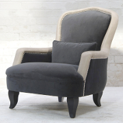 John Sankey Alphonse Chair in Leather and Velvet Fabrics from Kings Interiors - the Ideal Place for Luxury Handmade British Upholstery, Furniture and Flooring, Best Prices in the UK.