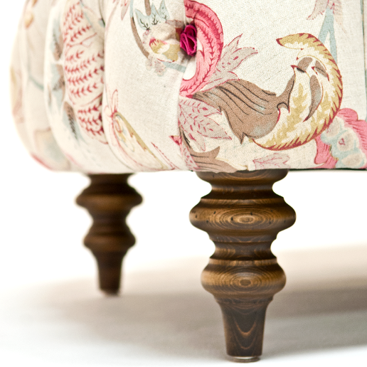 John Sankey Crinoline Chair in Omoko Antique Fabric Leg Details