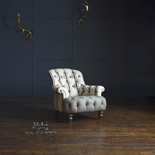John Sankey Crinoline Chair in Rustic Stripe Chocolate Fabric