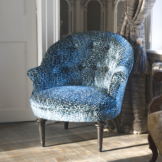 John Sankey Ferdinand Chair in Atlantis Velvet Aqua Fabric