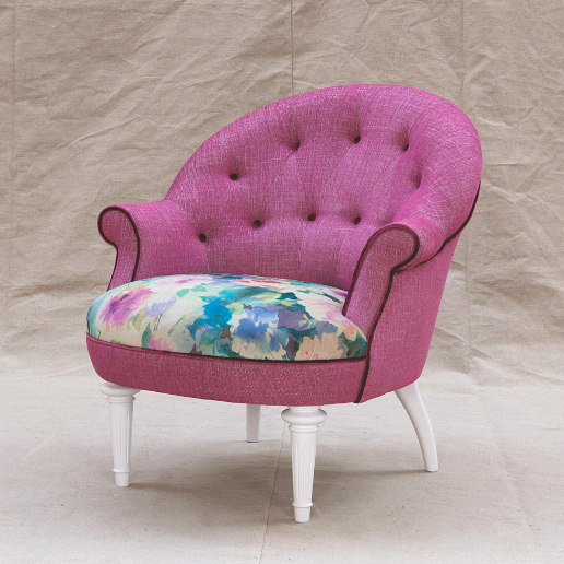 John Sankey Ferdinand Chair in Monty Cyclamen Fabric