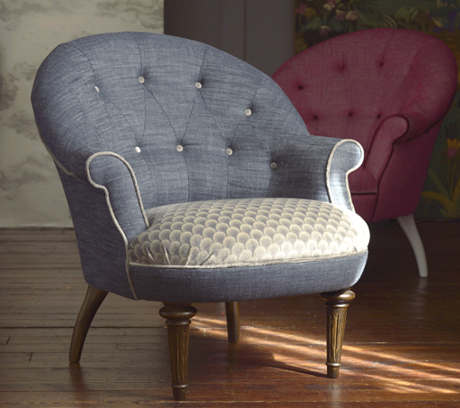 John Sankey Ferdinand Chair in Vintage Linen Denim Fabric