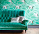 John Sankey Holkham Sofa in Harlequin Velvet Green Fabric Roomset