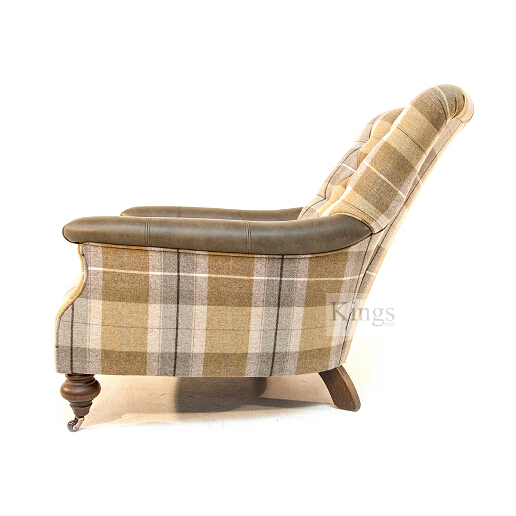 John Sankey Slipper Chair in Viola Barley Wool Fabric and Leather Arms