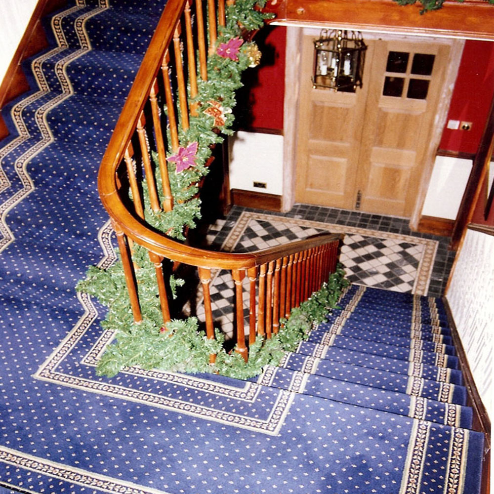 Ulster Carpets Sheridan Royal Blue Pindot Fitted With a Single Border.