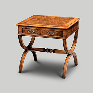 Iain James Furniture AMC169 Walnut Scissor End Table With Drawer