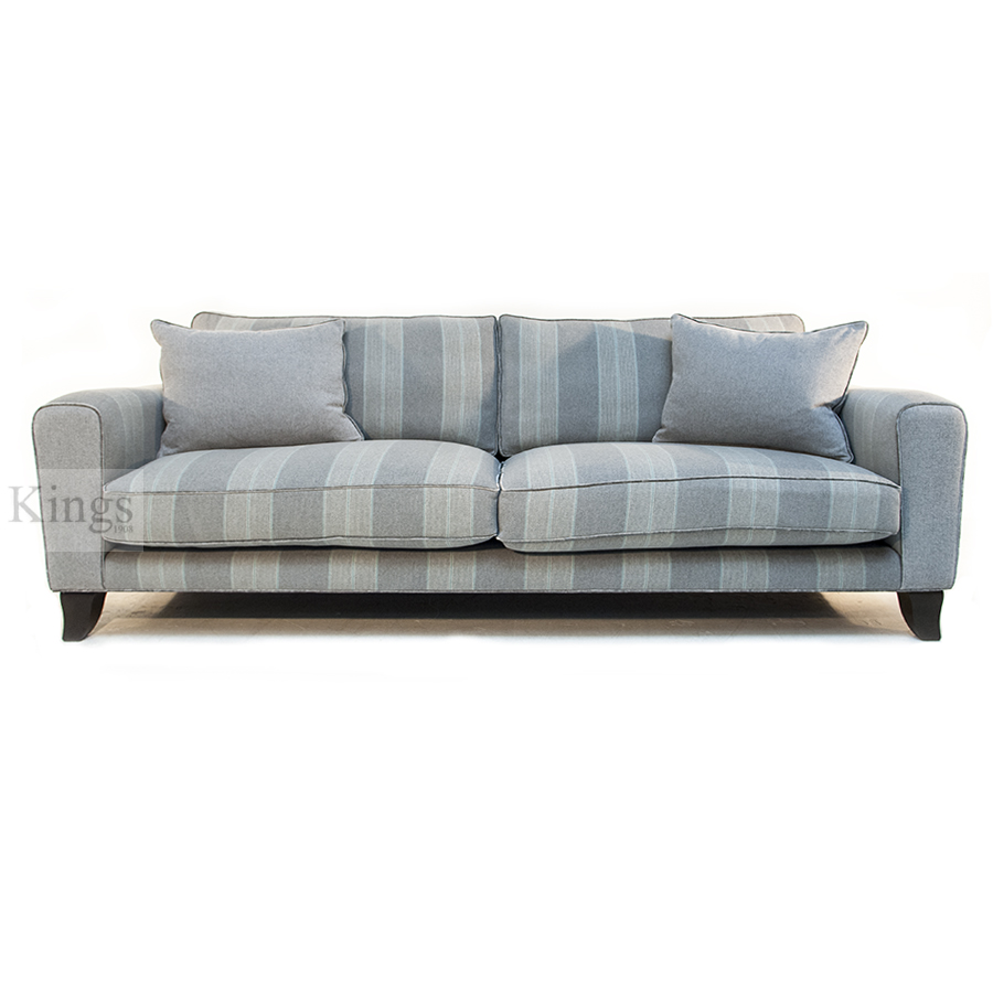 John Sankey Voltaire King Sofa in Cooper Silver Stripe John Sankey Voltaire King Sofa in Cooper Silver Stripe
