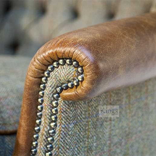 Tetrad Harris Tweed Mackensie Chair Leather Arm