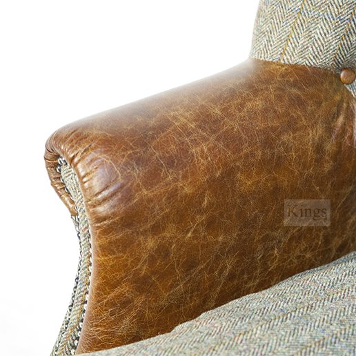 Tetrad Upholstery Harris Tweed Mackensie Chair Leather Headrest And Arms