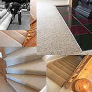 A contemporary 100% wool loop pile fitted to stairs, landing and living room by Andy. Solid crumb rubber throughout to British standards for ultimate durability.