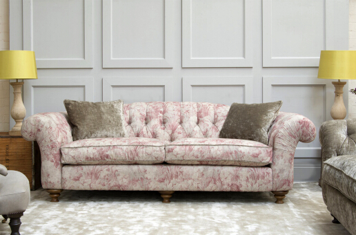 John Sankey Bloomsbury Grand Sofa in Avignon Velvet Petal Fabric Lifestyle