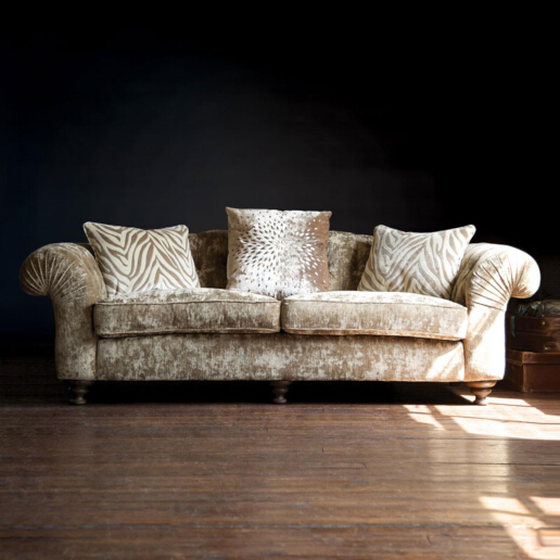 John Sankey Bloomsbury Large Sofa in Borghese Velvet Sand Fabric