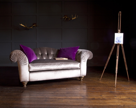 John Sankey Bloomsbury Small Sofa in Velvet Fabric