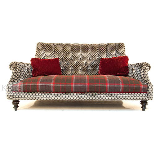 Johm Sankey Holkham Large Sofa in Delanty Velvet Silver Fabric with Cello Pimpernel Seat Cushions