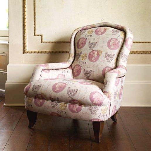 John Sankey Alphonse Chair in Antiquity Heather Fabrics with Studding