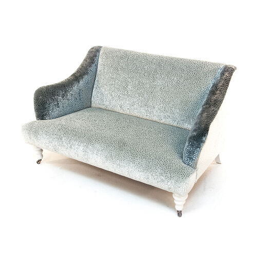 John Sankey Beckett Occasional Sofa in Osborne and Little Kuri Quartz Fabric