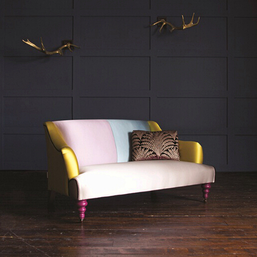 John Sankey Beckett Small Sofa in Mixed Satin Fabrics