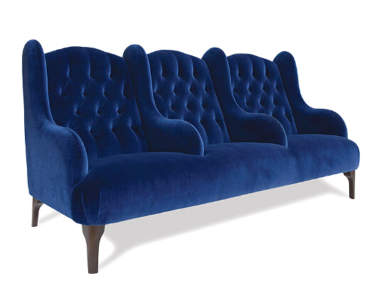 John Sankey Buckingham Three Seater Large Sofa in Blue Velvet Fabric