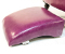 John Sankey Byron Chaise Chair and Footstool in Schiaparelli Cyclamen Leather Stool Details