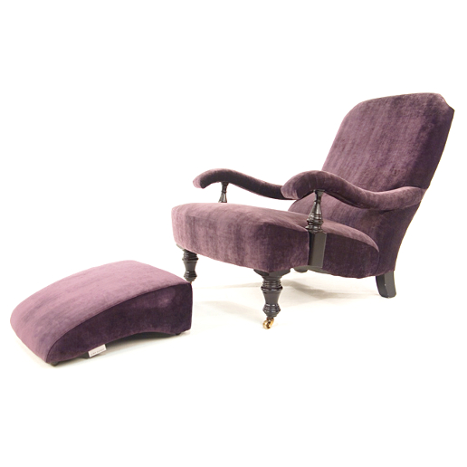 John Sankey Byron Chaise Chair with Foot Stool in Borghese Velvet Fabric