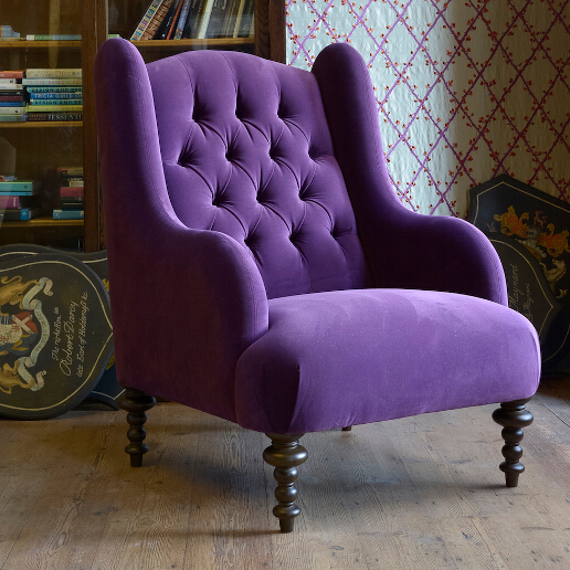 John Sankey Constantine Chair in Tate Velvet Blackberry Fabric