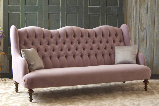 John Sankey Constantine Large Sofa in Tate Velvet Old Rose Fabric