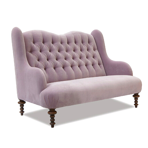John Sankey Constantine Snuggler Sofa in Tate Velvet Rose Fabric with Floral Scatter Cushions