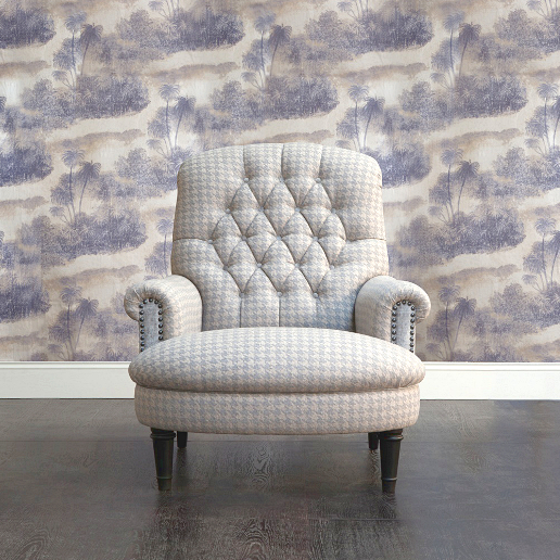 John Sankey Crawford Chair in Houndstooth Dove Fabric with Studding Details