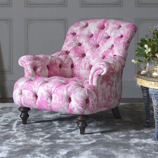 John Sankey Crinoline Chair in Bizet Hot Pink Fabric