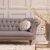 John Sankey Evita Sofa in Sorrento Mist Fabric with Contrast Circular Cushions