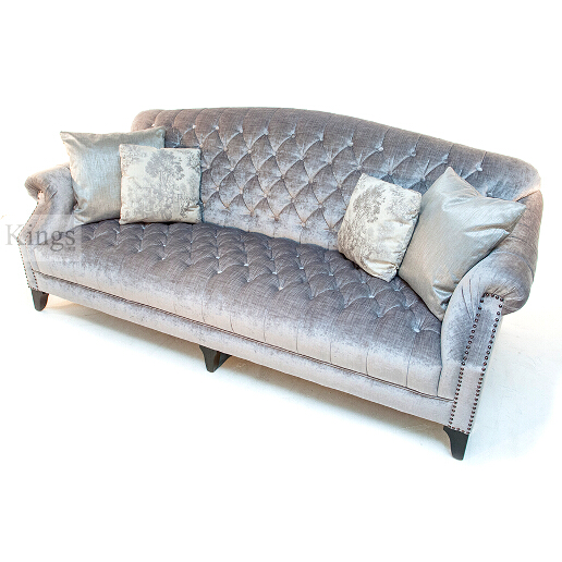 John Sankey Fairbanks Lounger Large Sofa in Grey Velvet Fabric