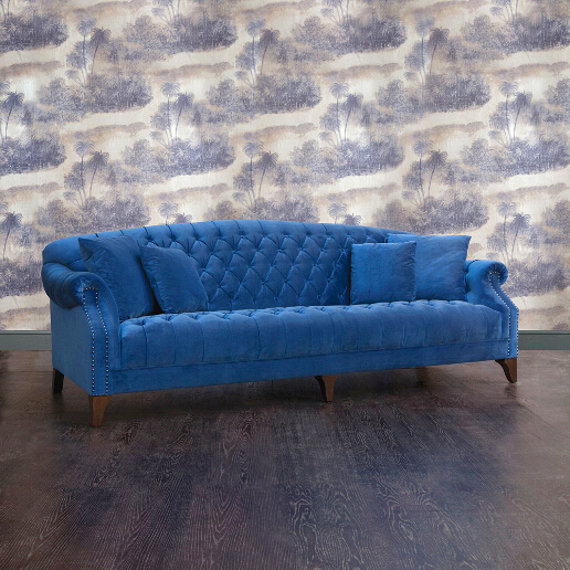 John Sankey Fairbanks Lounger in Block Velvet Venetian Blue Fabric