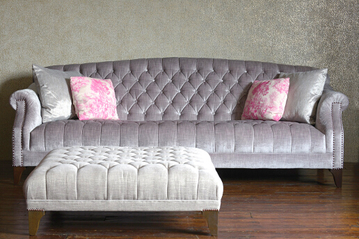 John Sankey Fairbanks Lounger in Avignon Petal Fabric with Boothby Square Ottoman
