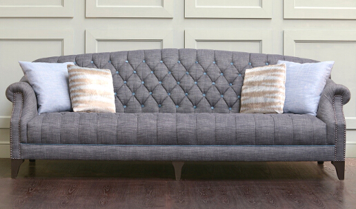 John Sankey Fairbanks Lounger Grand Sofa in Vintage Linen Denim Fabric