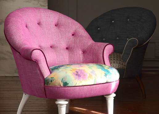 John Sankey Ferdinand Chair in Monty Cyclamen Fabric