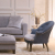 John Sankey Ferdinand Chair in Vintage Linen Denim with Voltaire Sofa and Daybed Ottoman