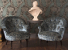 John Sankey Ferdinand Chairs in Atlantis Velvet Aqua Fabric