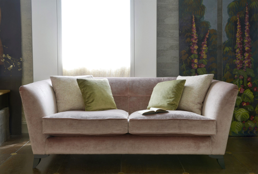 John Sankey Birkin Large Sofa in Dorian Velvet Old Rose Fabric