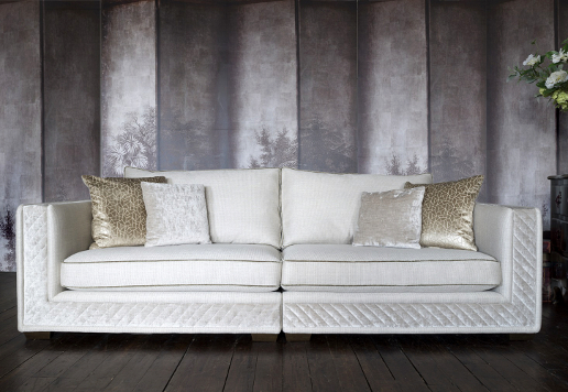 John Sankey Hugo Royal Split Sofa in Flint Champagne Fabric 2