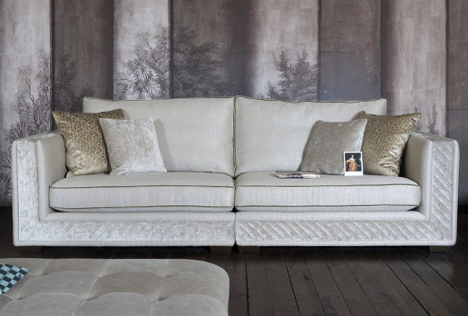 John Sankey Hugo Royal Split Sofa in Flint Champagne Fabric 4