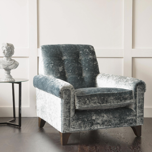 John Sankey Mitford Club Chair in Ava Velvet Cloud Fabric 2