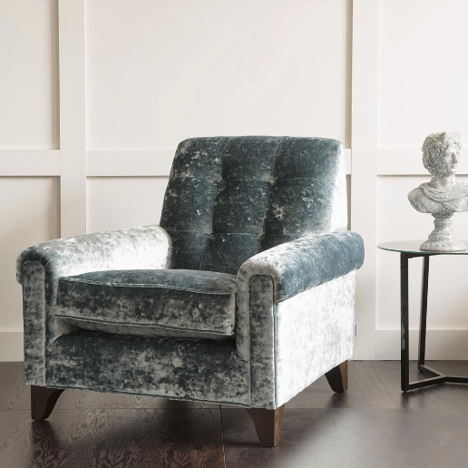 John Sankey Mitford Club Chair in Ava Velvet Cloud Fabric