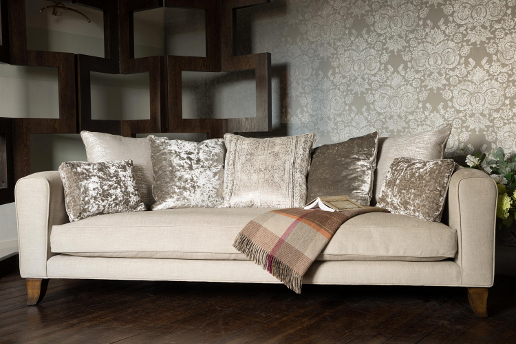John Sankey Voltaire Pillow Back Kingsize Sofa in Hudson Linen Fabric Lifestyle