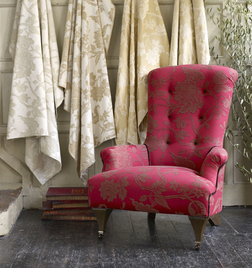 John Sankey Hawthorne Chair in Linwood Bellini Garnet Fabric