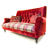 John Sankey Holkham Grand Sofa in Ava Velvet Warm Red Fabric with Soft Check Damson Seat Cushions