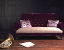 John Sankey Holkham Large Sofa in Du Barry Velvet Blackberry and Wool Plaid Seat Cushions