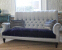 John Sankey Holkham Sofa in Milligan Silver and Du Barry Velvet Iris