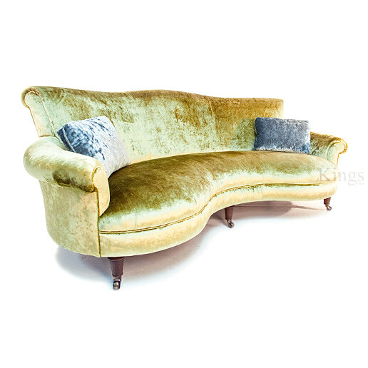 John Sankey Matilda Sofa in Ava Velvet Green Gold Fabric