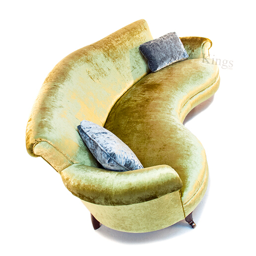 John Sankey Matilda Sofa in Ava Velvet Green Gold Fabric