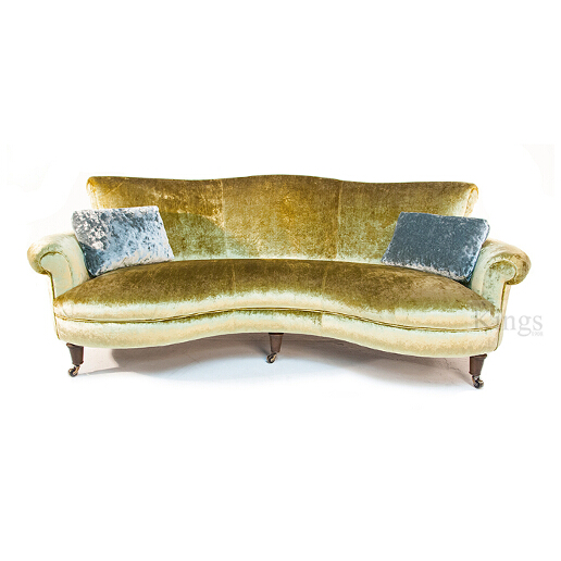 John Sankey Matilda Sofa in Ava Velvet Green Gold Fabric